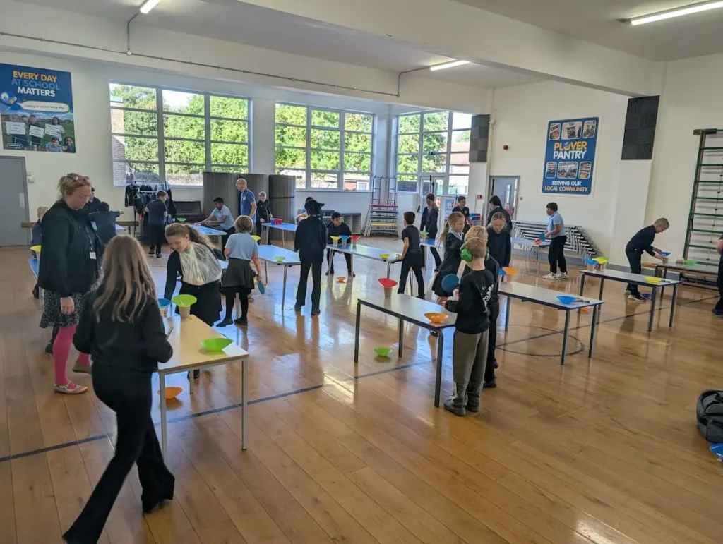 Year 5 pupils taking part in PingPong4U table tennis session at Plover School in Leeds